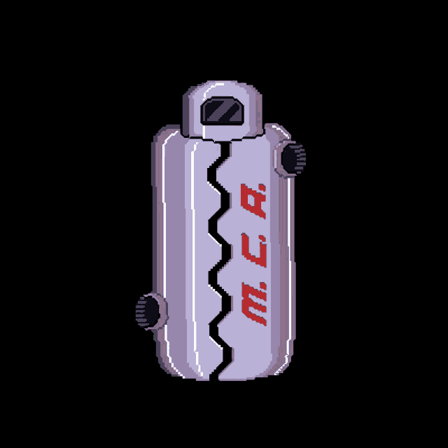 a pixel art drawing of a purple container with chinese characters on it