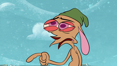 a cartoon character wearing a green hat and a pink ear