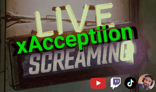 a sign that says live acception screaming on it