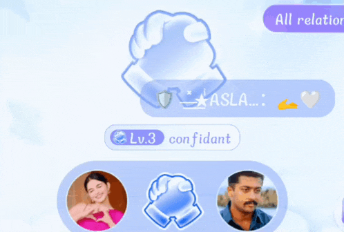 a screenshot of a chat with a woman named asla and a man called confident