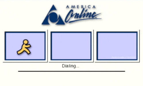 an advertisement for america online with a connected message