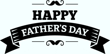 a black and white ribbon with the words `` happy father 's day '' and a mustache on it .