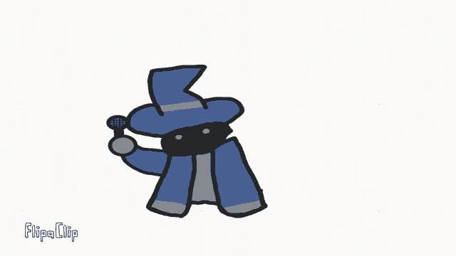 a drawing of a wizard holding a microphone with the word flipa clip below him
