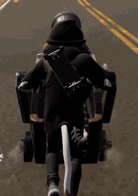 a video game character with a skeleton tail is riding a cannon