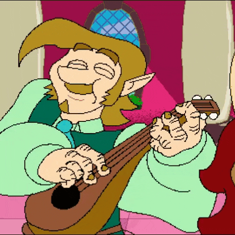 a pixel art of a man playing a musical instrument