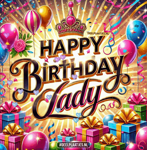 a greeting card that says happy birthday lady