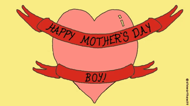a drawing of a heart with a banner that says happy mothers day boy