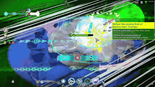 a screenshot of a video game where the player can defeat the enemy god of destruction