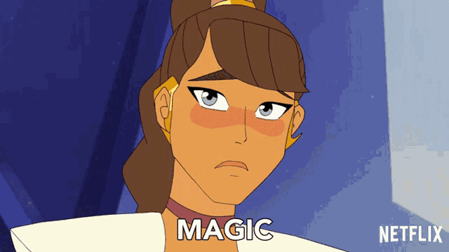 a cartoon of a woman with the word magic on the bottom right