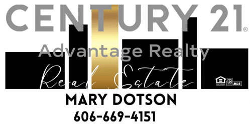 century 21 advantage realty real estate logo with mary dotson 's phone number