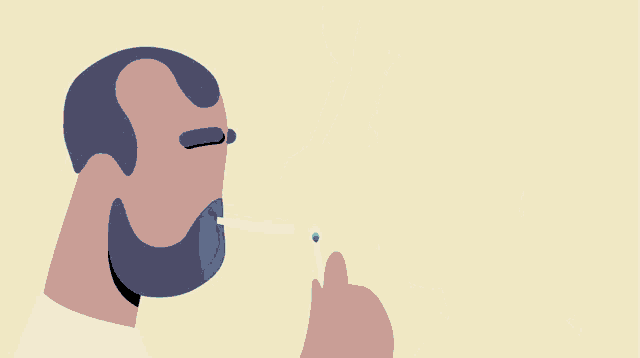 a man with a beard is smoking a cigarette next to another man with a lighter