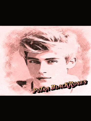 a drawing of a young man with the words putra black roses below