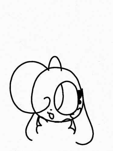 a black and white drawing of a cartoon character with a bow on his eye .