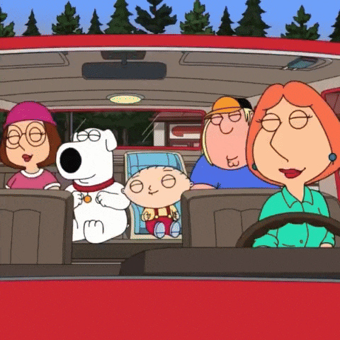 a family guy cartoon is shown in a car