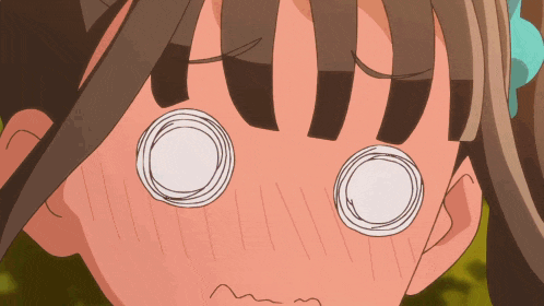 a close up of a girl 's face with white eyes