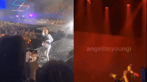 a blurred image of a concert with the words angelitoyoongi on the bottom