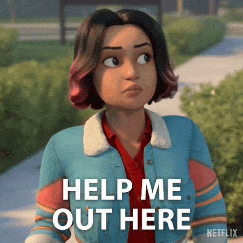 a cartoon girl says help me out here in a netflix ad