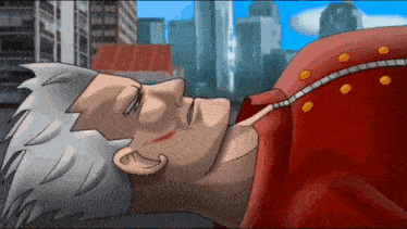 a cartoon of a man laying down with a red blanket