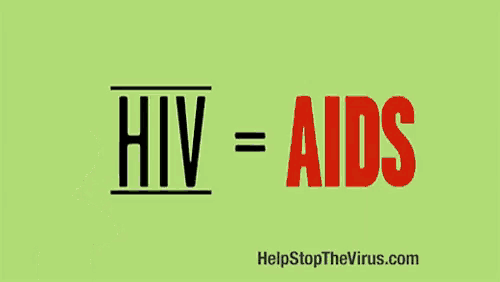 a poster that says hiv = aids with a man in the background