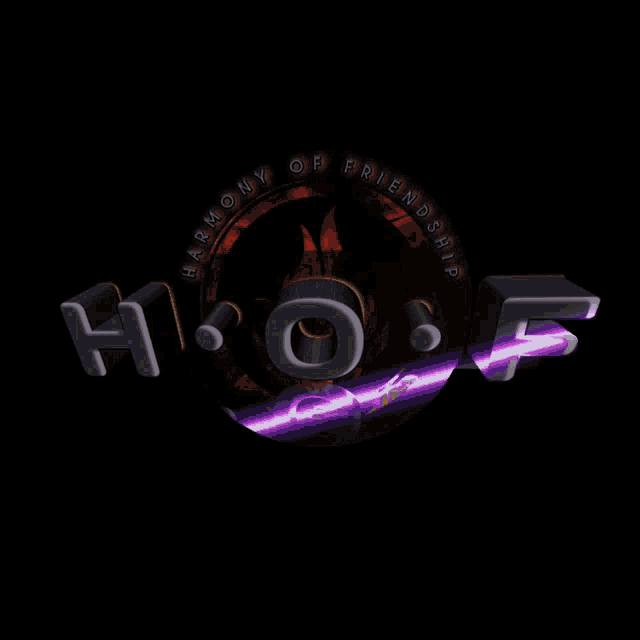 a logo for harmony of friendship with a purple light