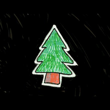 a child 's drawing of a christmas tree with the words merry christmas below it