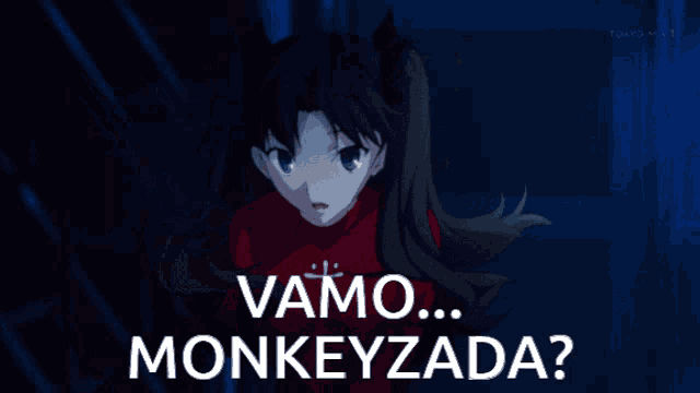 a picture of a girl with the words " vamos monkeyzada " on it