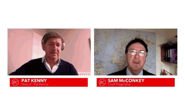 two men are talking on a video call and one of them is pat kenny