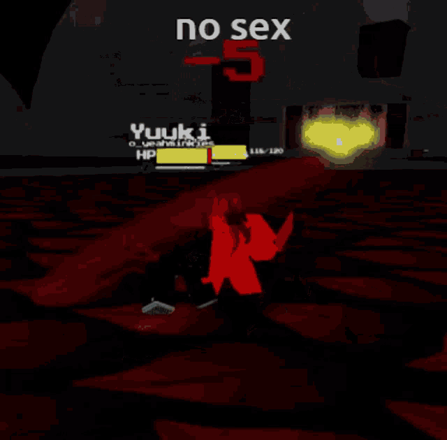 a computer screen with the words no sex in the corner
