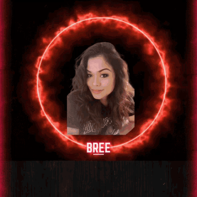 a picture of a woman in a red circle with the name bree