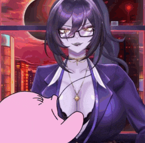 a cartoon drawing of a woman with glasses and a necklace