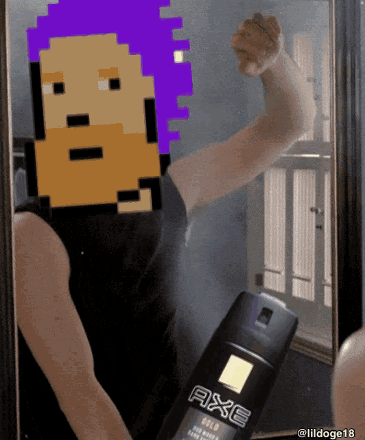 a pixel art of a man holding a axe deodorant