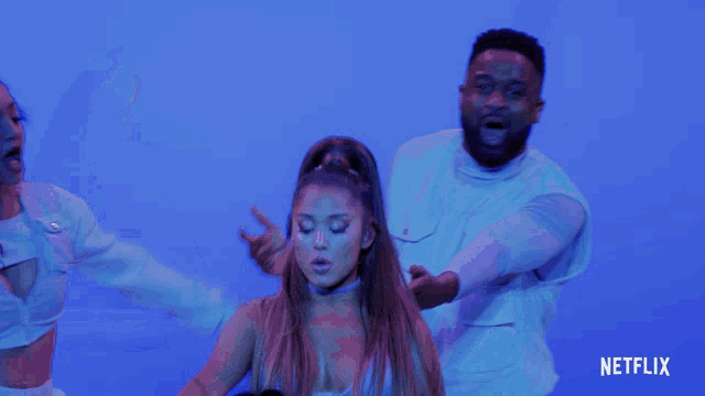 a netflix ad shows a group of dancers on a blue background
