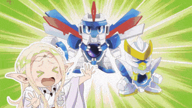 a cartoon drawing of a girl and a robot with the letters v and s on their faces
