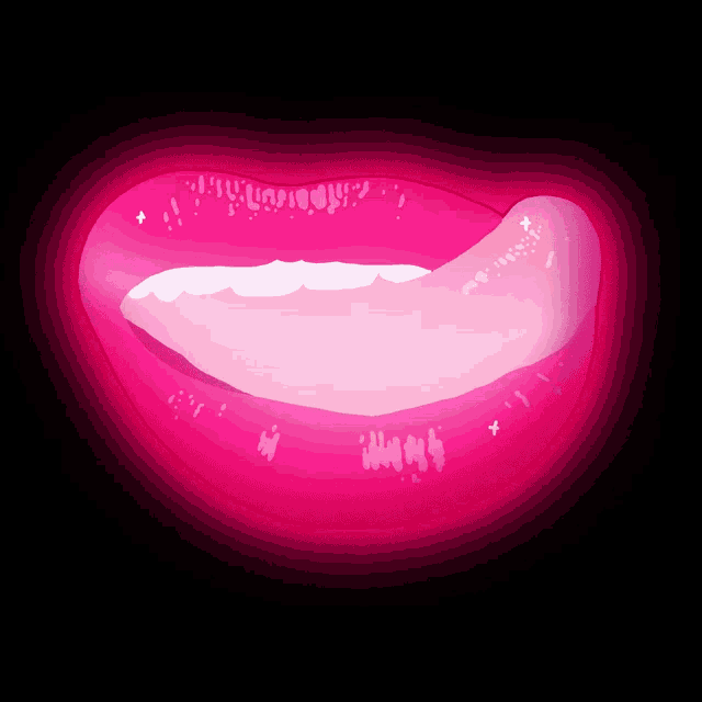a close up of a woman 's pink lips with a black background