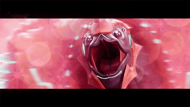 a close up of a cartoon character with their mouth open