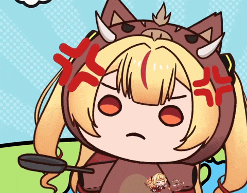 a cartoon drawing of a girl wearing a pig costume and holding a pan