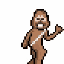 a pixel art drawing of chewbacca standing in a bikini
