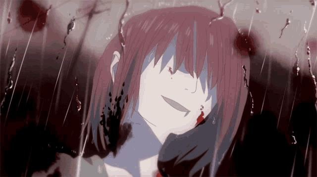 a drawing of a girl with blood coming out of her nose