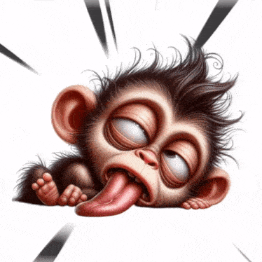 a cartoon monkey sticking its tongue out and making a funny face