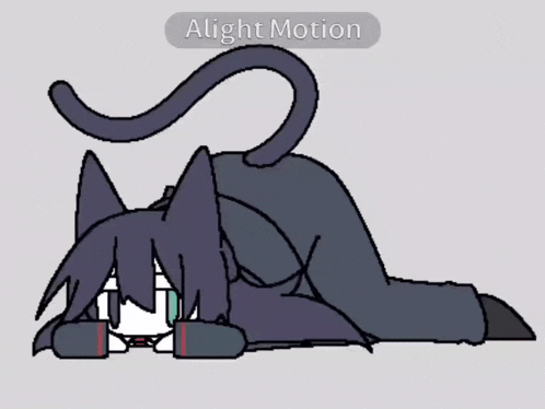 a drawing of a cat with the words alight motion written below it