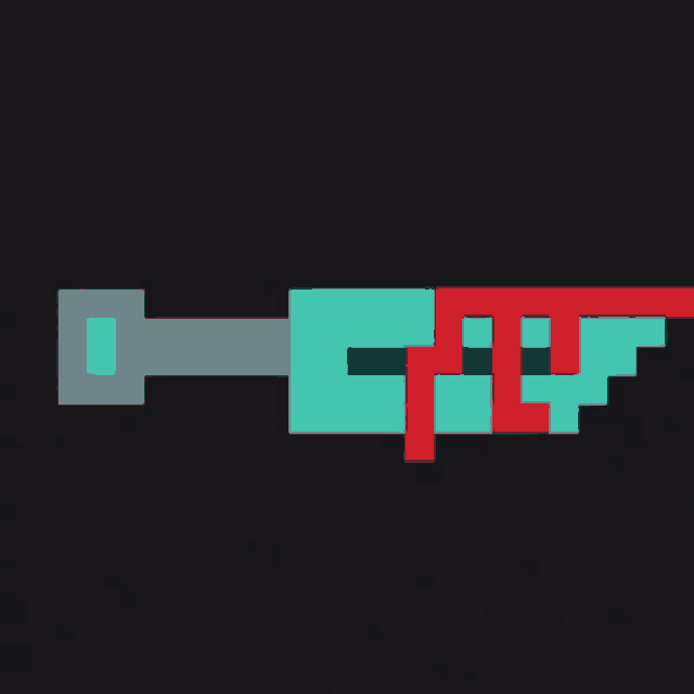 a pixel art drawing of a syringe with the word guy written on it