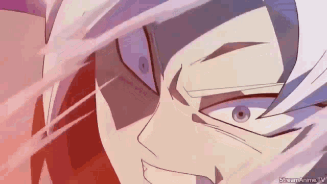 a close up of a cartoon character 's face with the words streamanime.tv written below it