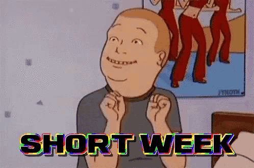 a cartoon of a man with the words short week on it