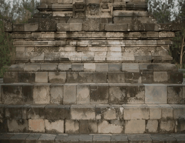 a stone staircase with a few steps and a few steps missing