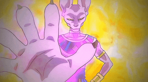 a cartoon drawing of a purple cat reaching out