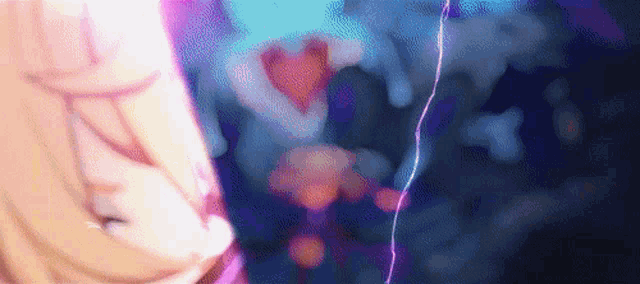 a close up of a person 's face with a lightning bolt coming out of her mouth .