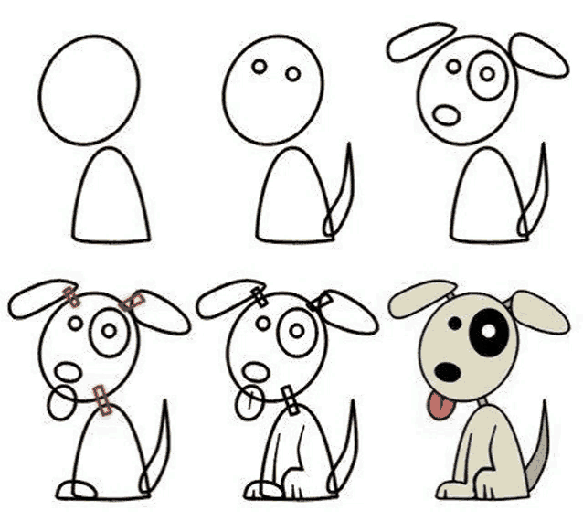 how to draw a dog step by step for kids