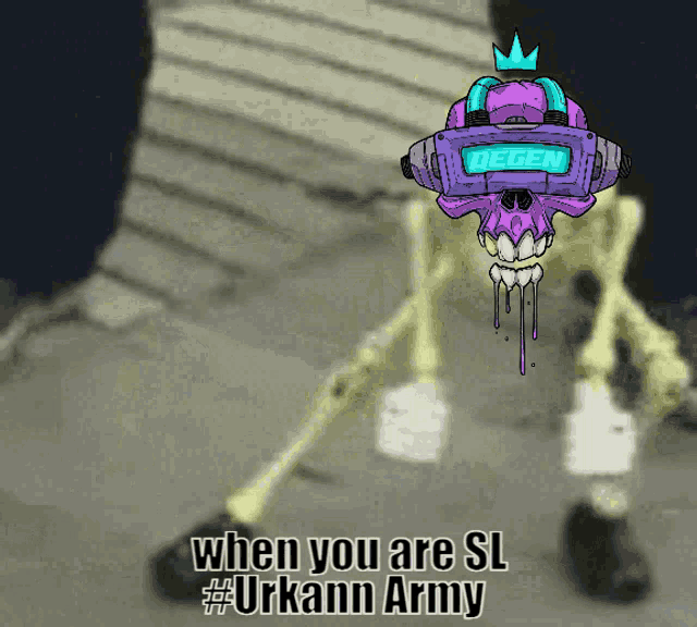 a cartoon drawing of a skeleton with the words when you are sl urkann army