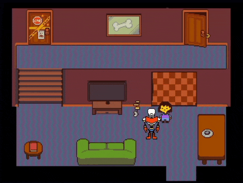 a video game with a skeleton playing a trumpet