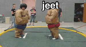 a sumo wrestler with the word jeet written on it